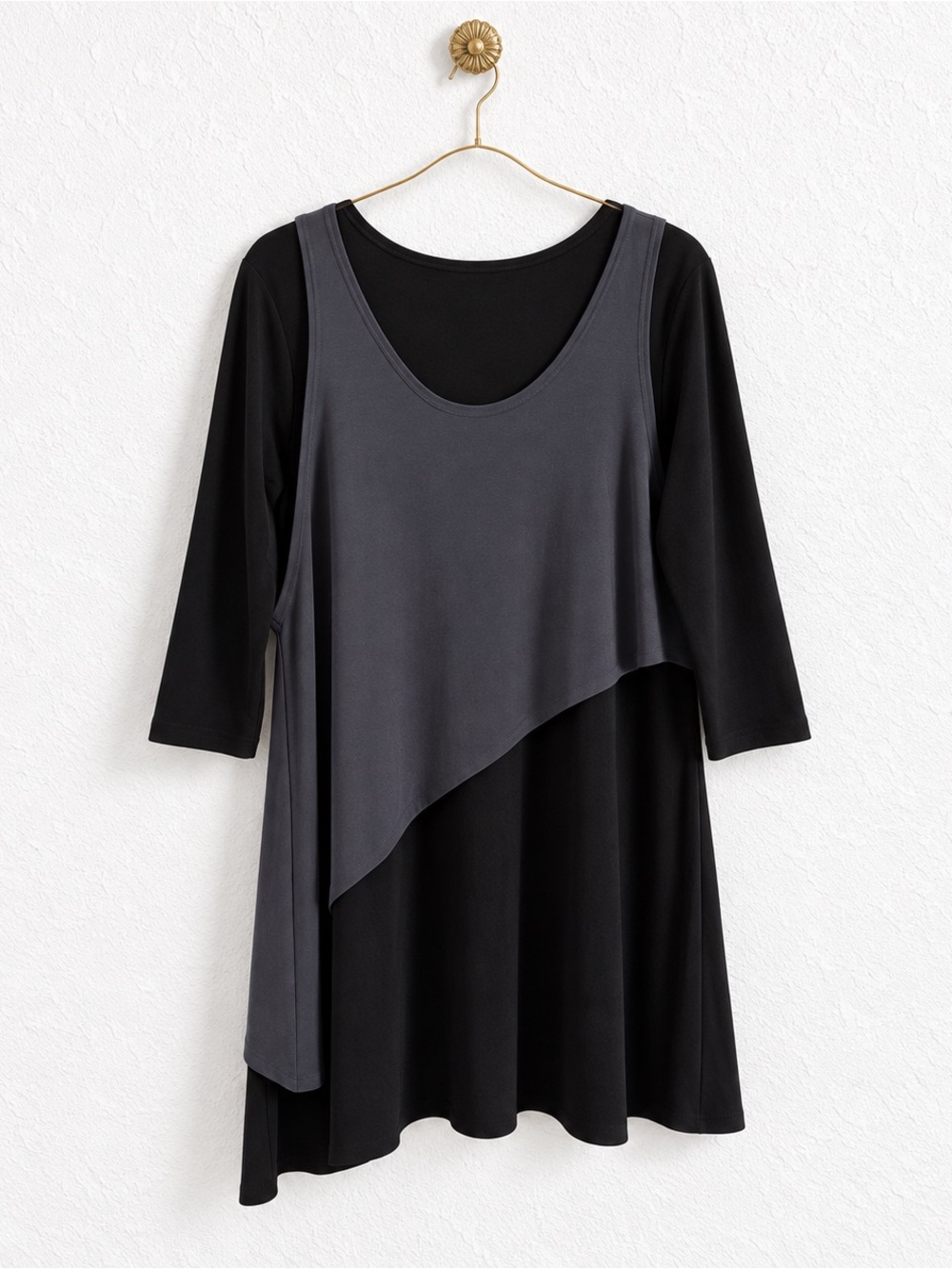 Sympli Matrix Black Gray Reversible Asymmetrical Tunic Top Size 10 Canada